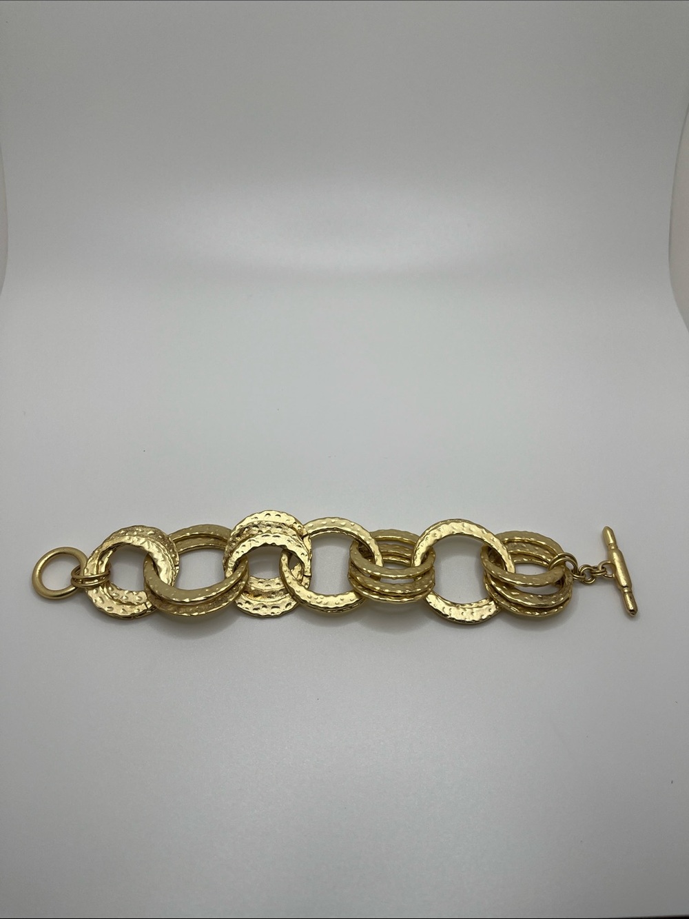 Kenneth Jay Lane Hammered Gold-Link Toggle Bracelet